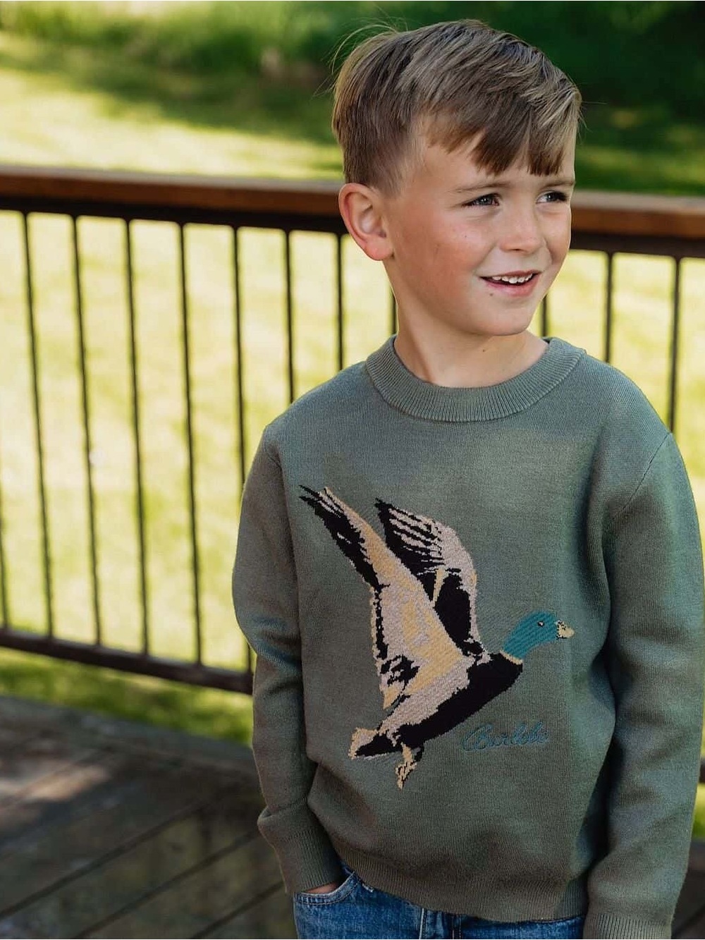 Burlebo Youth Olive Duck Youth Cabin Sweater